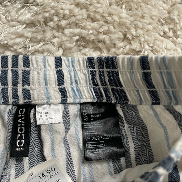 Divided From H&M Shorts Women’s 4 Tie Waist Striped Casual - Picture 8 of 14